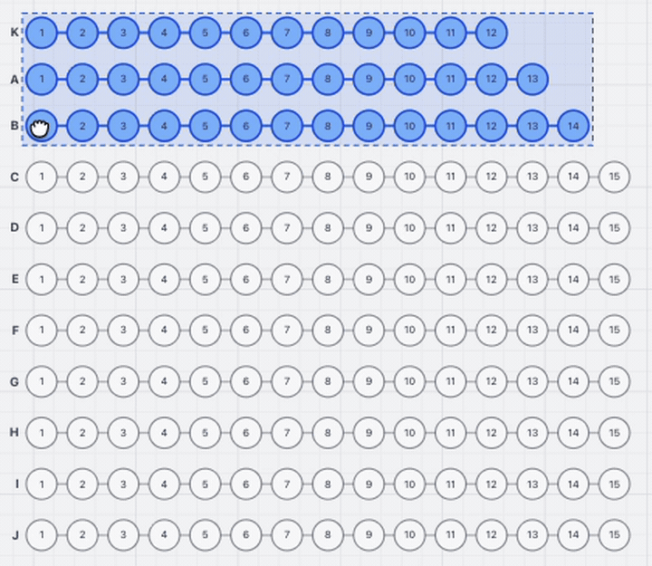 Sitzreihen im Usetix Seating-Editor auswählen und bemalen